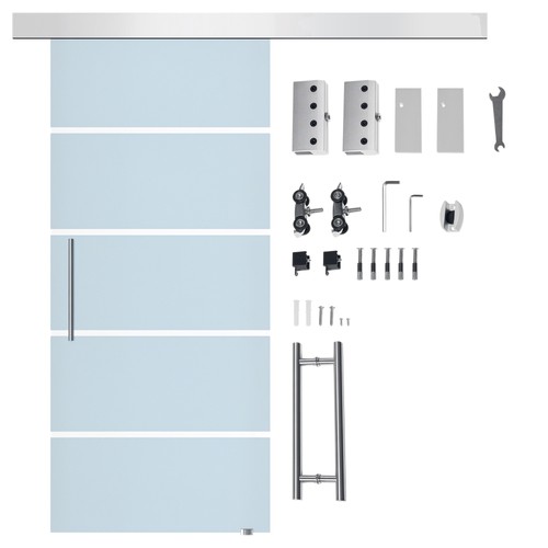 Homcom porta scorrevole - scorrevole, vetro